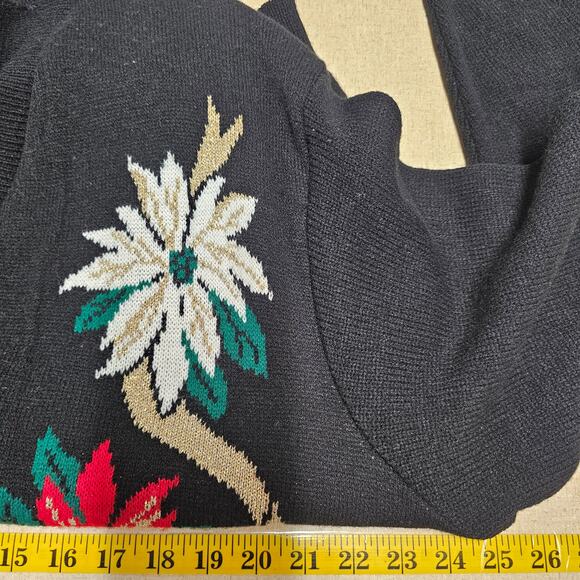 Southern Lady Floral Print V-Neck Button Down Sweater Black Women's Plus 1X Goth - Picture 7 of 8